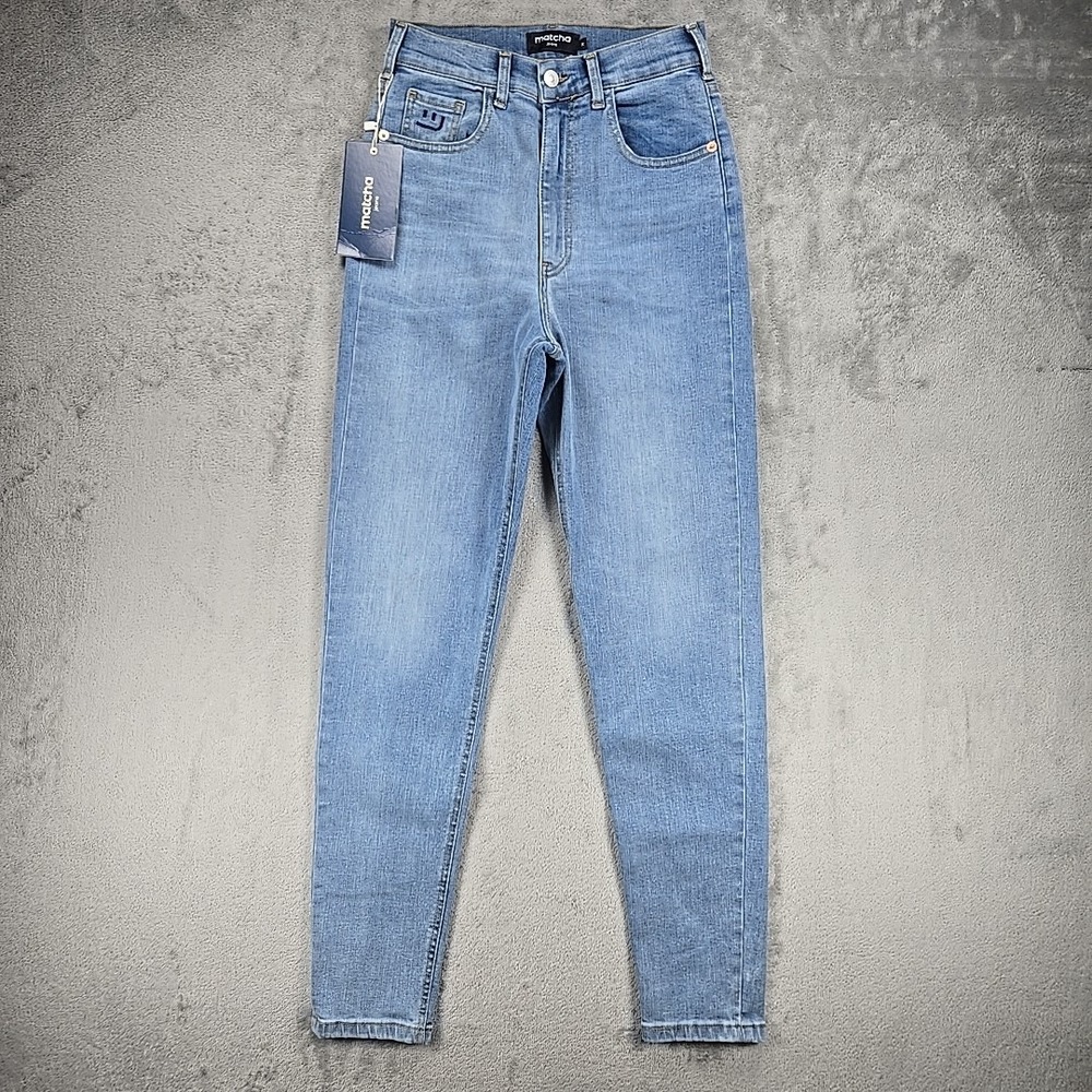 Matcha Jeans Barcelona Mom Tall Light Blue High Waist Spain Size Med NWT